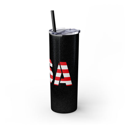 Skinny Tumbler — USA Flag 20oz Straw Tumbler (Patriotic Travel Cup)