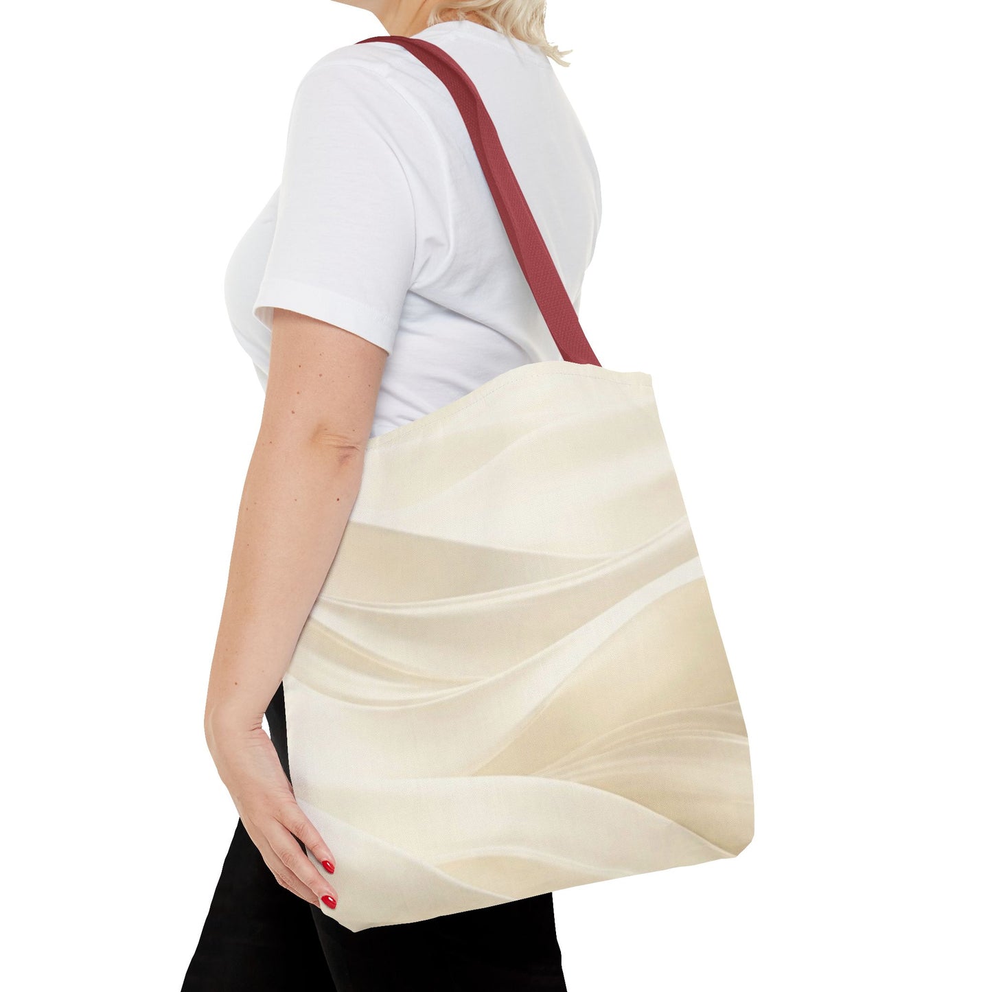 Cream Abstract Waves Tote Bag | Neutral Swirl Pattern