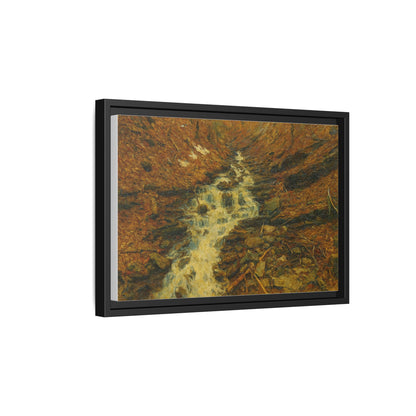 Serene Abstract Nature Canvas Art, Framed Wall Decor, Rustic Home Accent, Earthy Tone Artwork, Tranquil River Scene - TRV