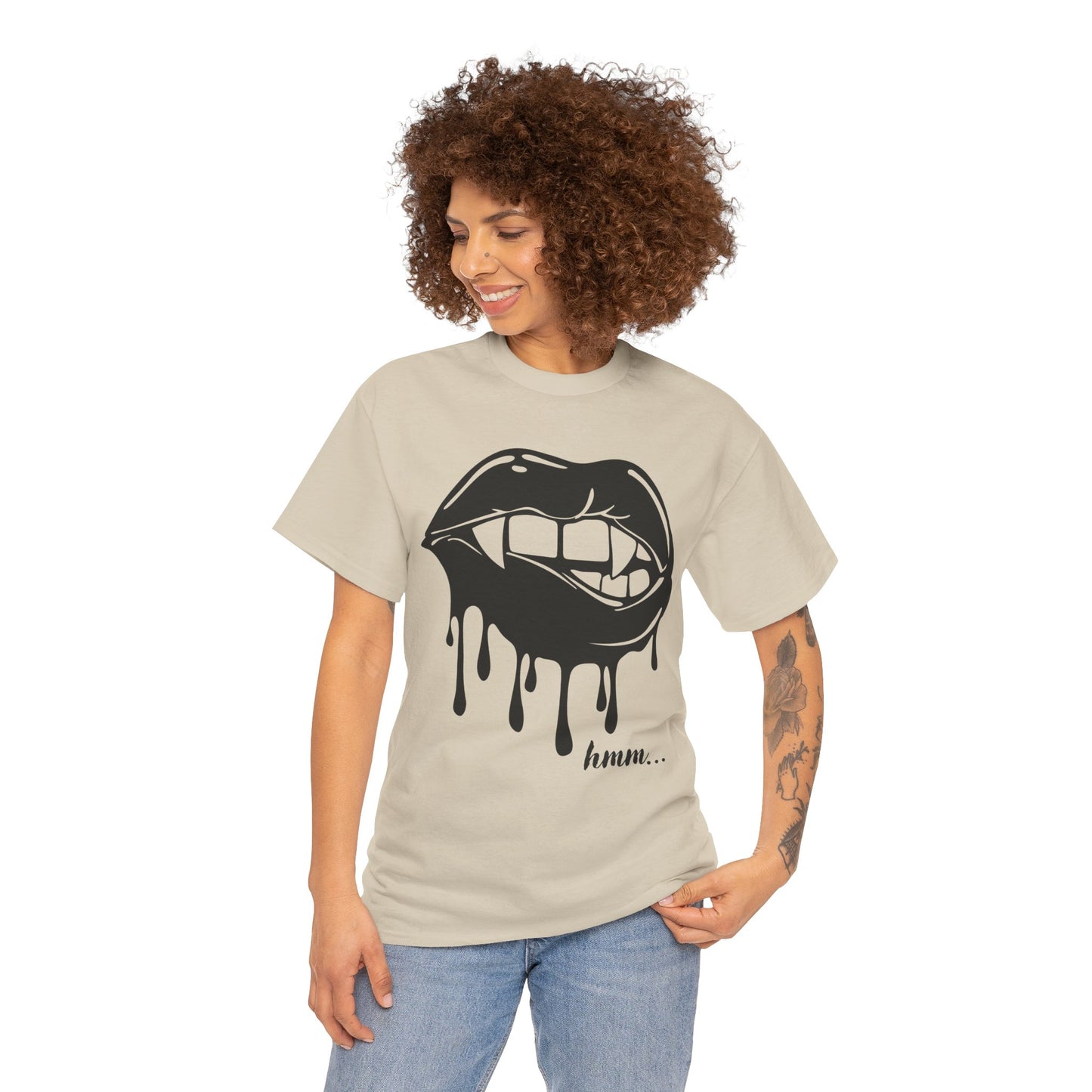 Edgy Graphic Tee - Dripping Lips Design - Unisex Heavy Cotton Tee