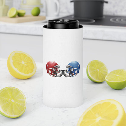 Football Helmet Can Cooler - Red vs Blue Rivalry Koozie