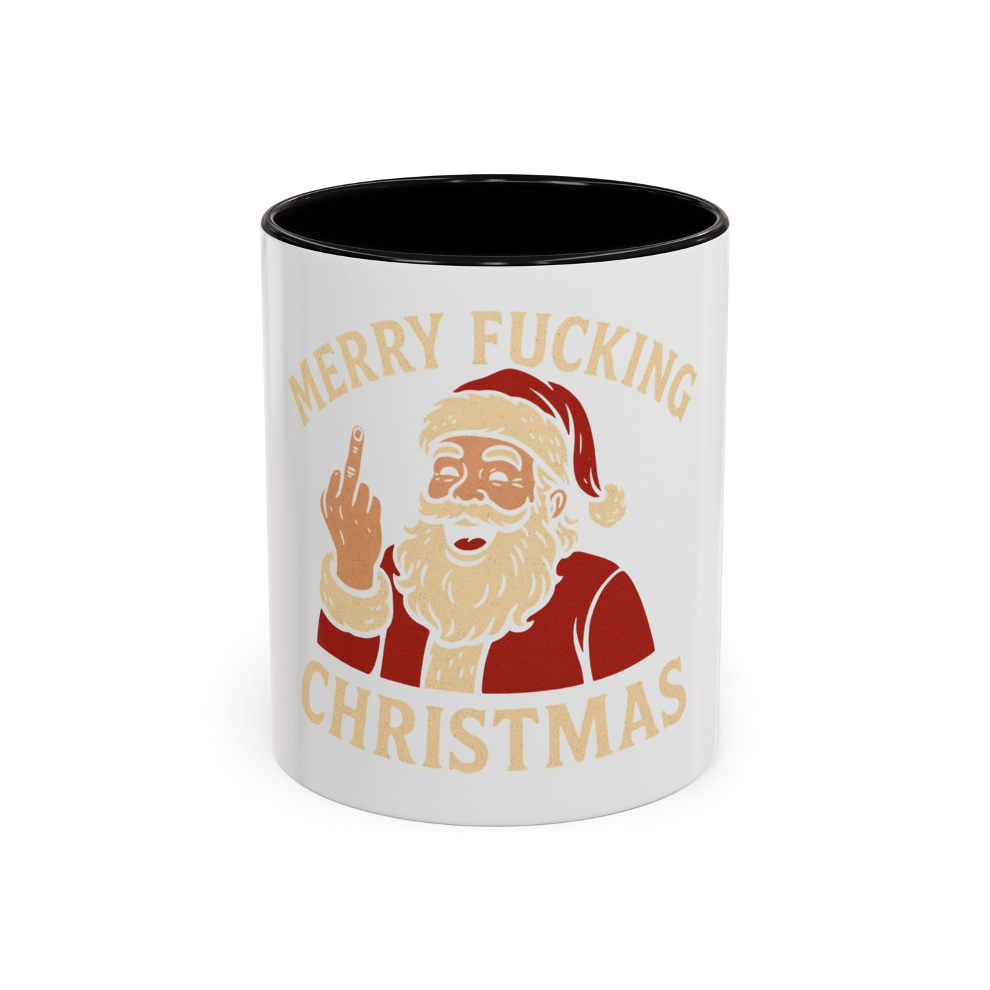Irreverent Merry Christmas Mug — Funny Santa Middle Finger Coffee Cup (11oz & 15oz)