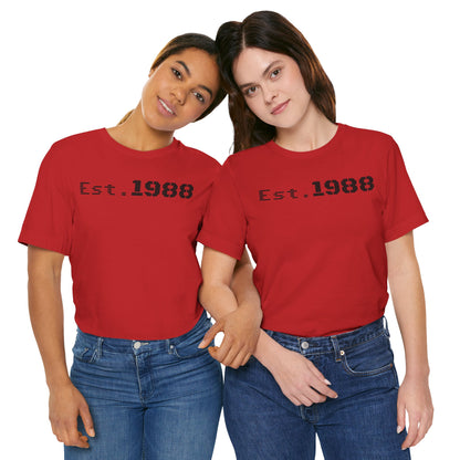 Est. 1988 Unisex Jersey Tee, Vintage Birthday Shirt, Casual Everyday Wear, Gift for Him or Her, Anniversary Celebration Tee