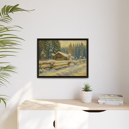 Winter Landscape Framed Canvas Art | Cozy Home Decor | Wall Art for Living Room, Bedroom, Holiday Gift, Rustic Vibes, Art Print - TRV