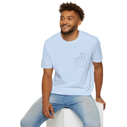 Trendy Unisex Softstyle T-Shirt with Love Hand Gesture Design