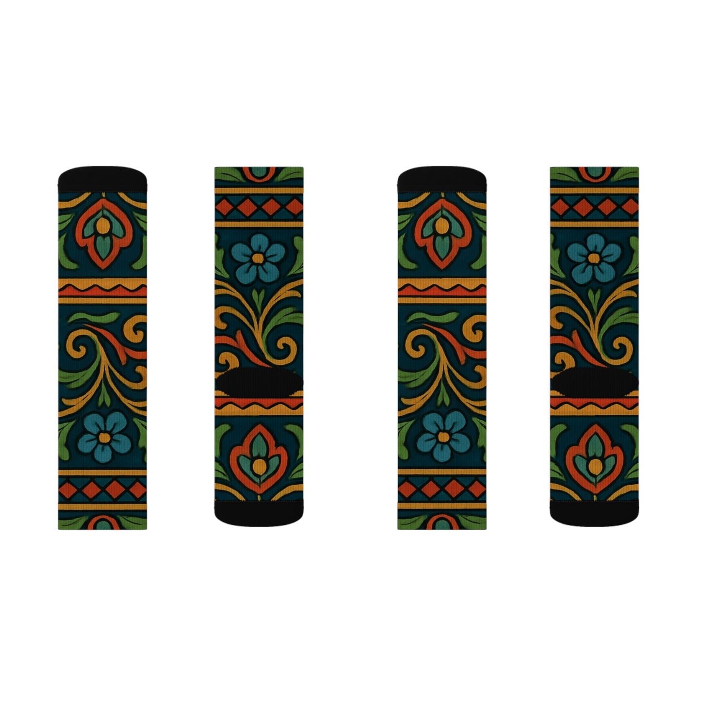 Victorian Floral Tile Sublimation Socks | Patterned Crew Socks - TRV