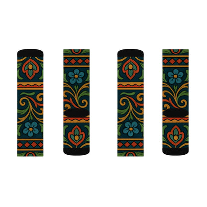 Victorian Floral Tile Sublimation Socks | Patterned Crew Socks - TRV