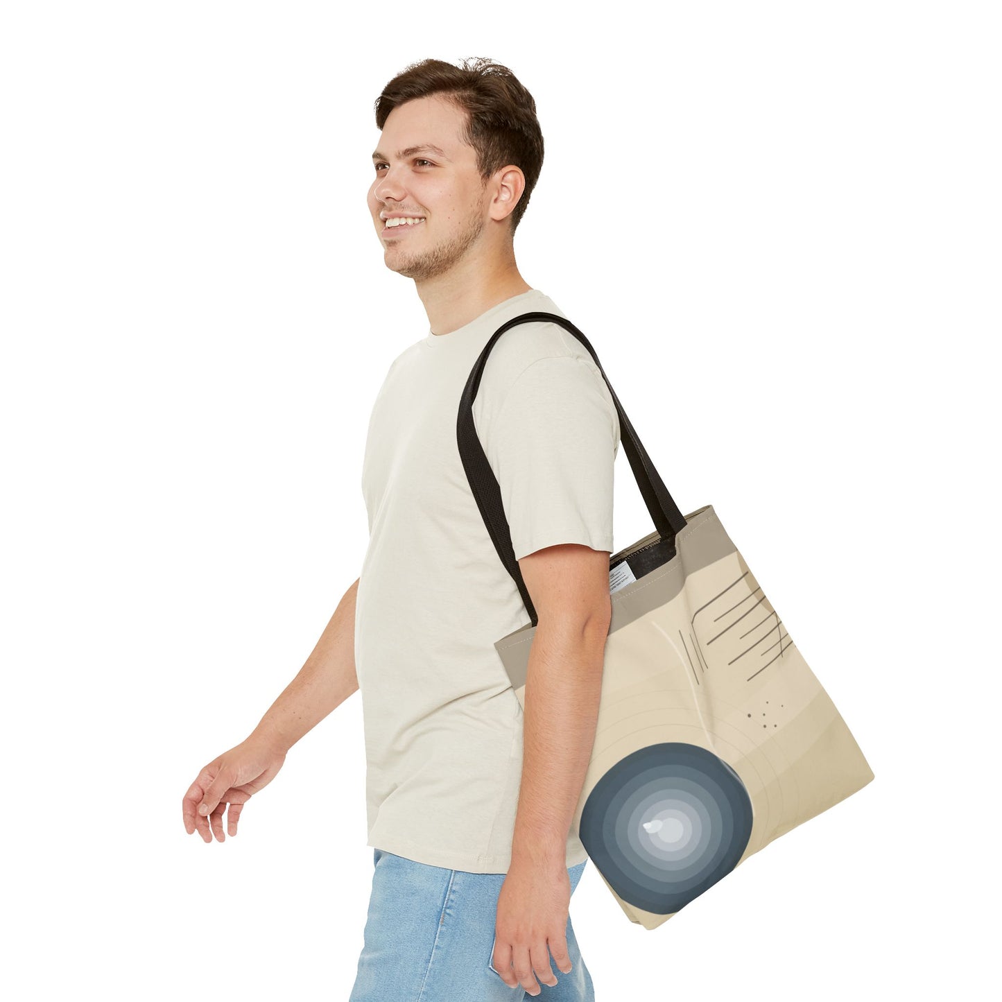 Abstract Neutral Waves Tote Bag | Geometric Circle Pattern
