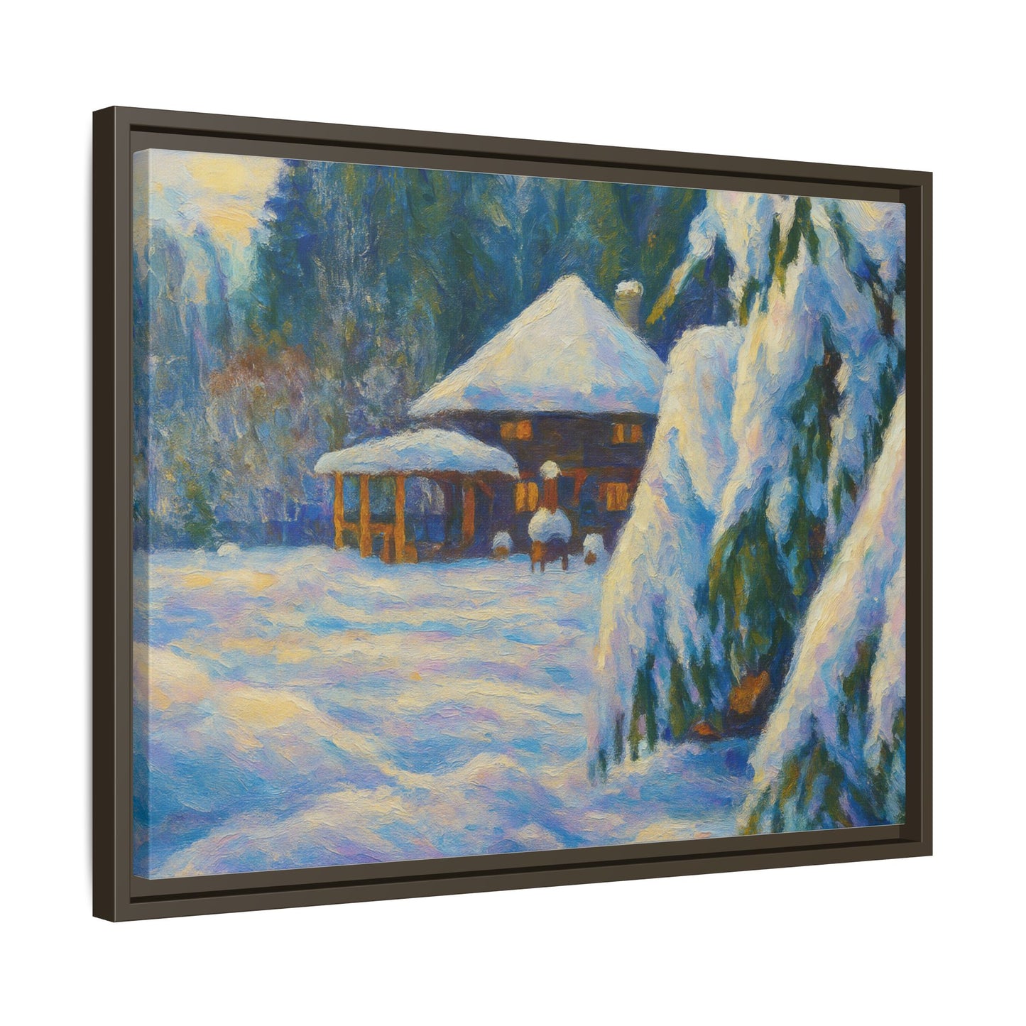 Canvas Art, Winter Scene Home Decor, Seasonal Gift for Art Lovers, Holidays Wall Art, Framed Painting, Matte Print - TRV