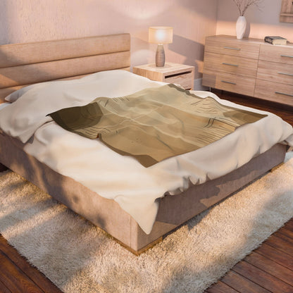 Neutral Abstract Shapes Velveteen Plush Blanket | Beige Modern Minimalist Throw - TRV