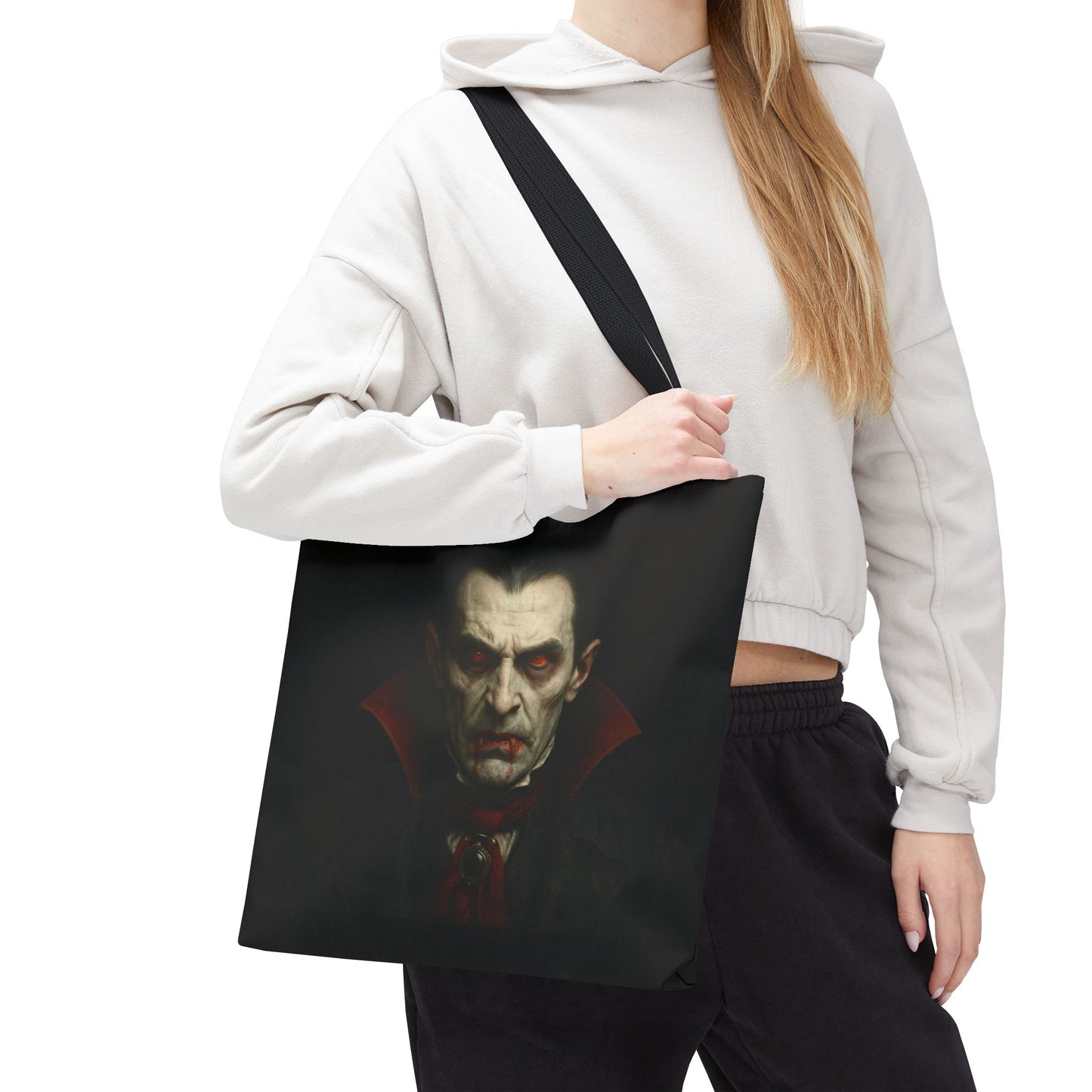 Vampire Haunted Tote Bag, Spooky Shopping Bag, Halloween Accessory, Gothic Style Handbag, Perfect for Halloween Parties, Unisex Tote - TRV