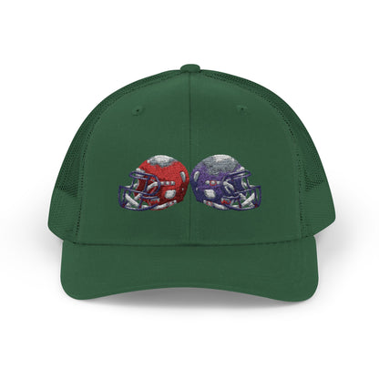 Sporty Snapback Trucker Cap with Football Helmets, Baseball Cap, Outdoor Activity Hat, Gift for Sports Fans, Team Spirit Wear - TRV