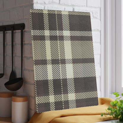Plaid Glass Cutting Board — Neutral Buffalo Check Kitchen Board