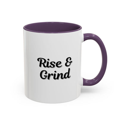 Motivational Rise & Grind Coffee Mug, Black Accent Mug, Daily Inspiration, Gift for Coffee Lovers, 11oz 15oz Ceramic Cup