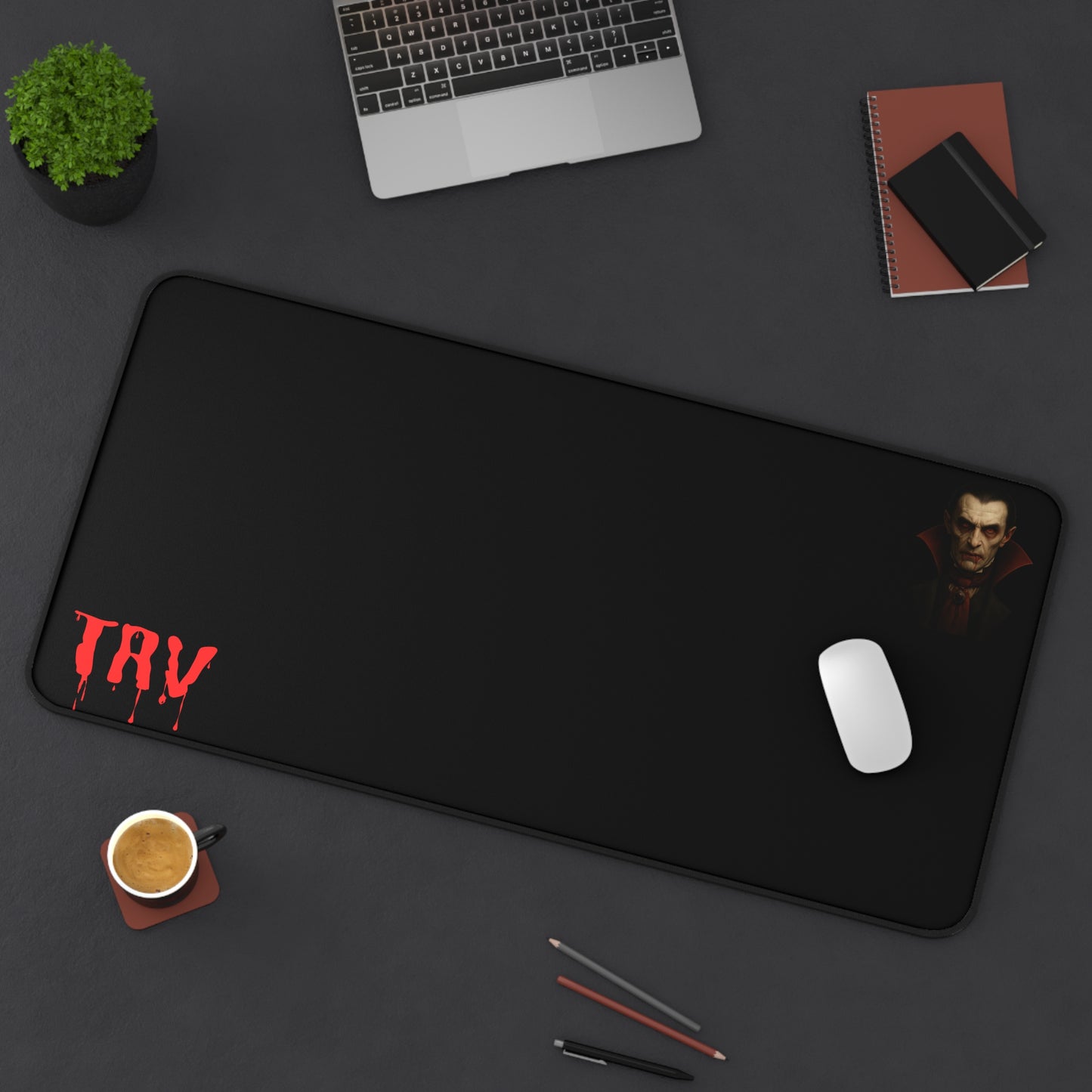 Vampire Portrait Desk Mat | Vampire Blood Drip TRV Mouse Pad - TRV