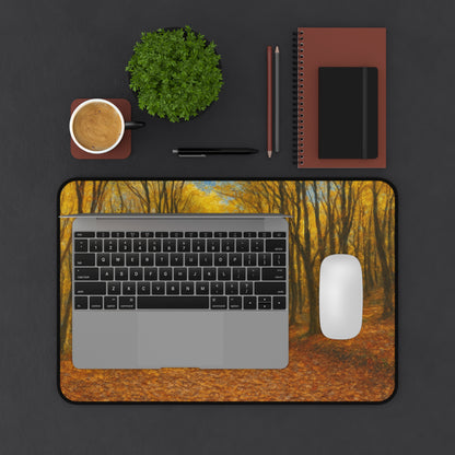 Autumn Forest Path Desk Mat | Fall Leaves Scenic Mousepad - TRV