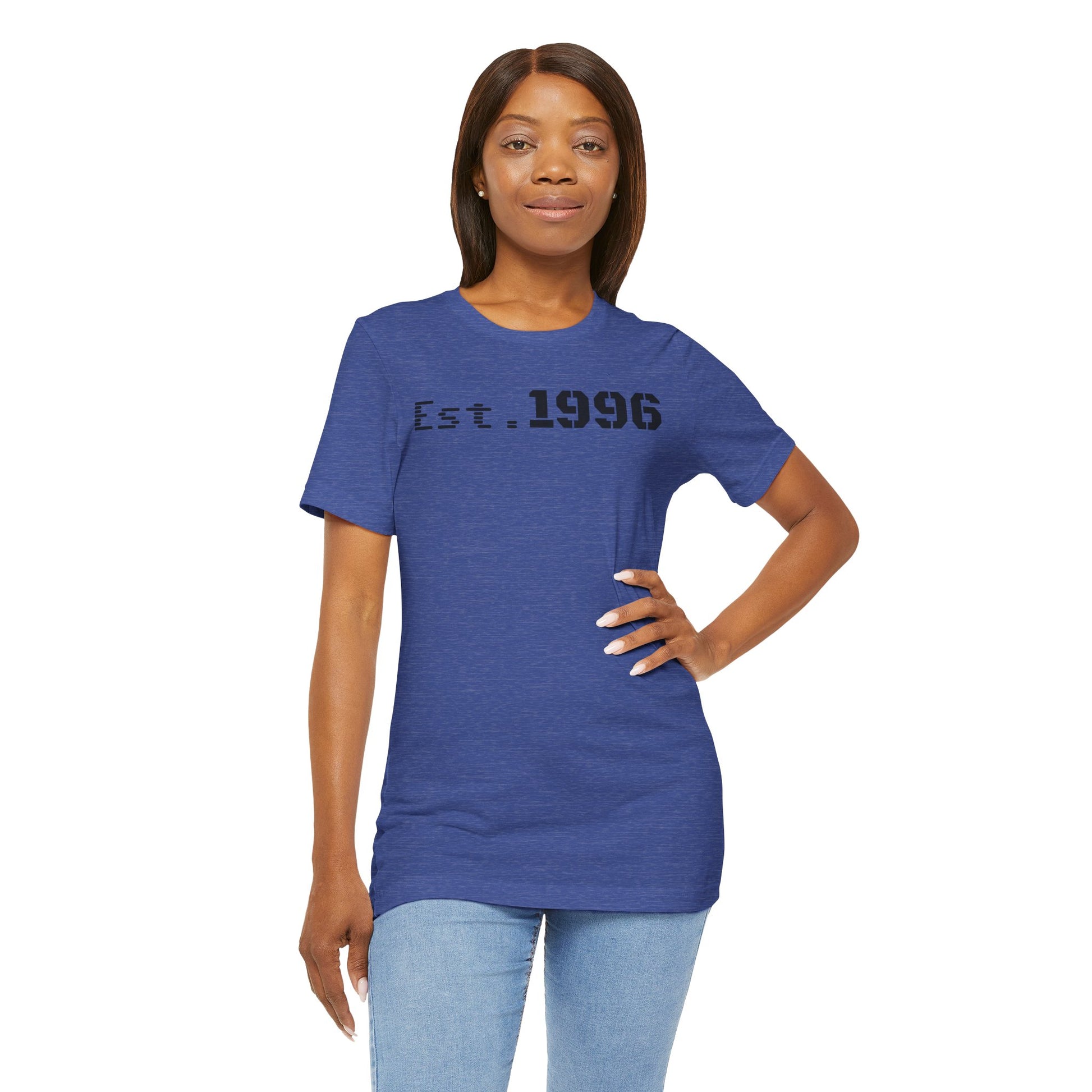 Unisex Jersey Tee - 'Est. 1996' Graphic Shirt, Birthday Gift, Casual Wear, Vintage Style, Retro Fashion, Gift for Him/Her - TRV