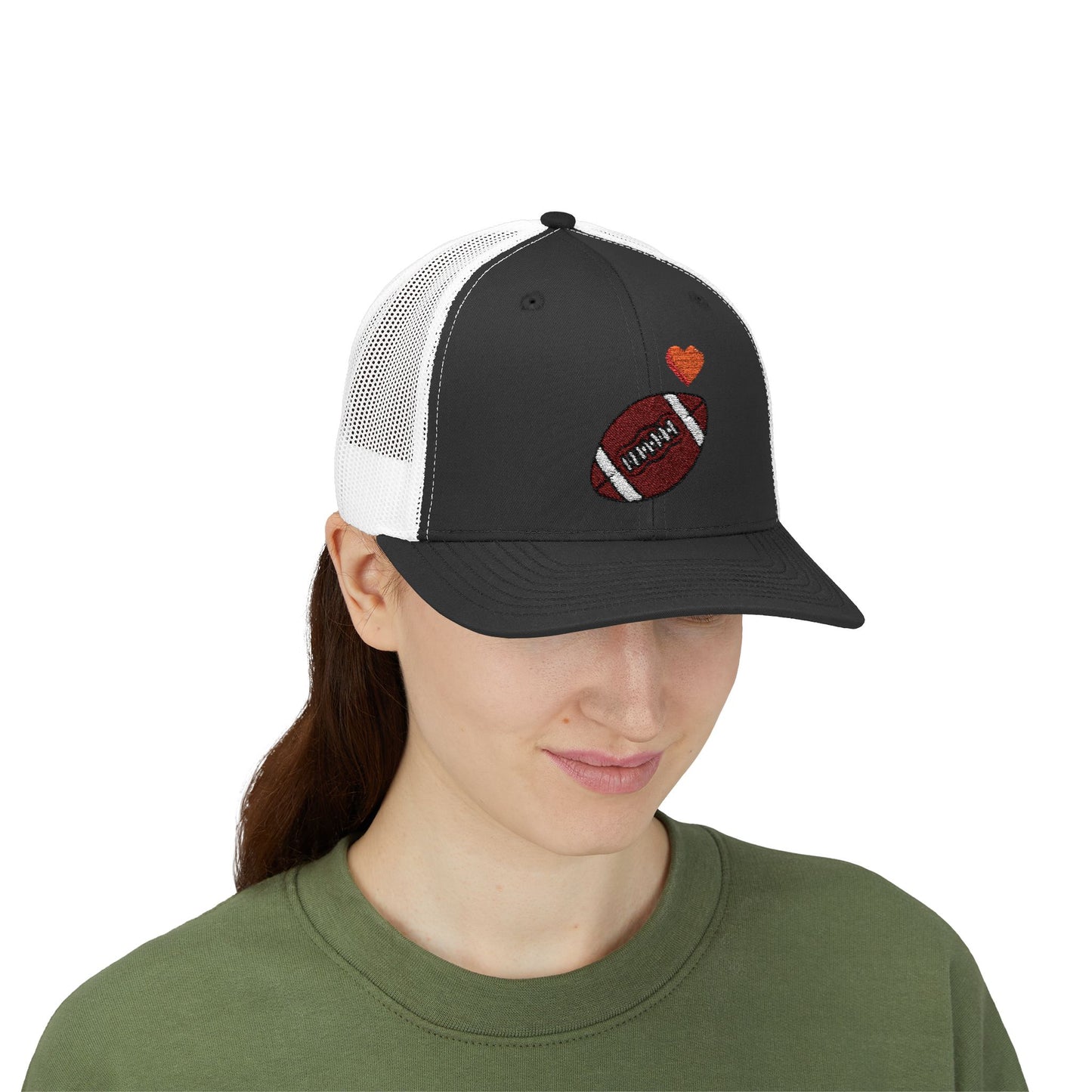 Football Love Snapback Trucker Cap, Sports Hat, Gift for Sports Fans, Casual Wear, Outdoor Activities - TRV