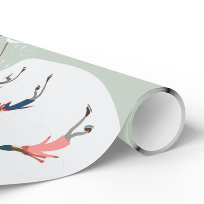 Winter Village Pattern Wrapping Paper | Holiday Snow Scene Roll