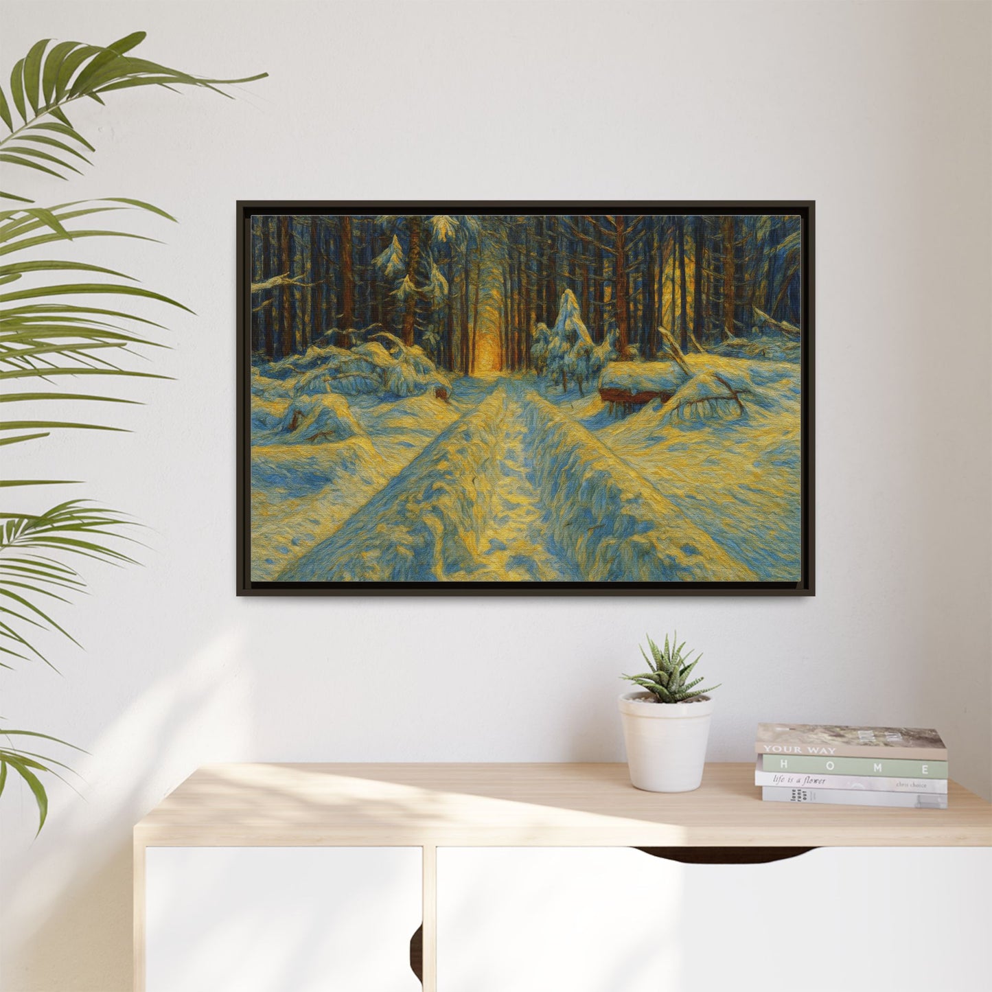 Canvas Art, Winter Landscape Wall Decor, Nature Lovers Gift, Seasonal Decor, Holiday Wall Art, Cozy Home Decoration, Framed Matte Canvas - TRV