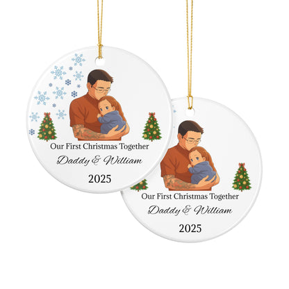 Daddy and Baby Personalized Ceramic Ornaments, Our First Christmas Together | 2025 Keepsake Gift, Holiday Decor, Tree Decoration, Family - TRV
