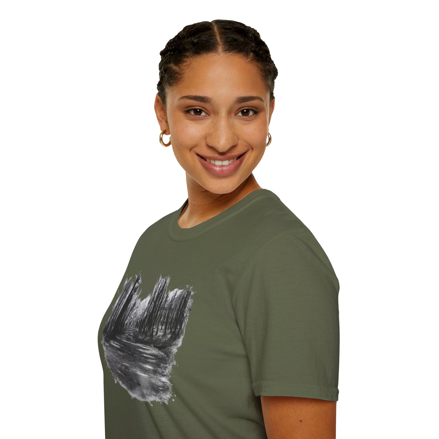 Minimalist Nature-Inspired Unisex Softstyle T-Shirt, Casual Wear, Everyday Style, Gift for Nature Lovers, Eco-Friendly Fashion