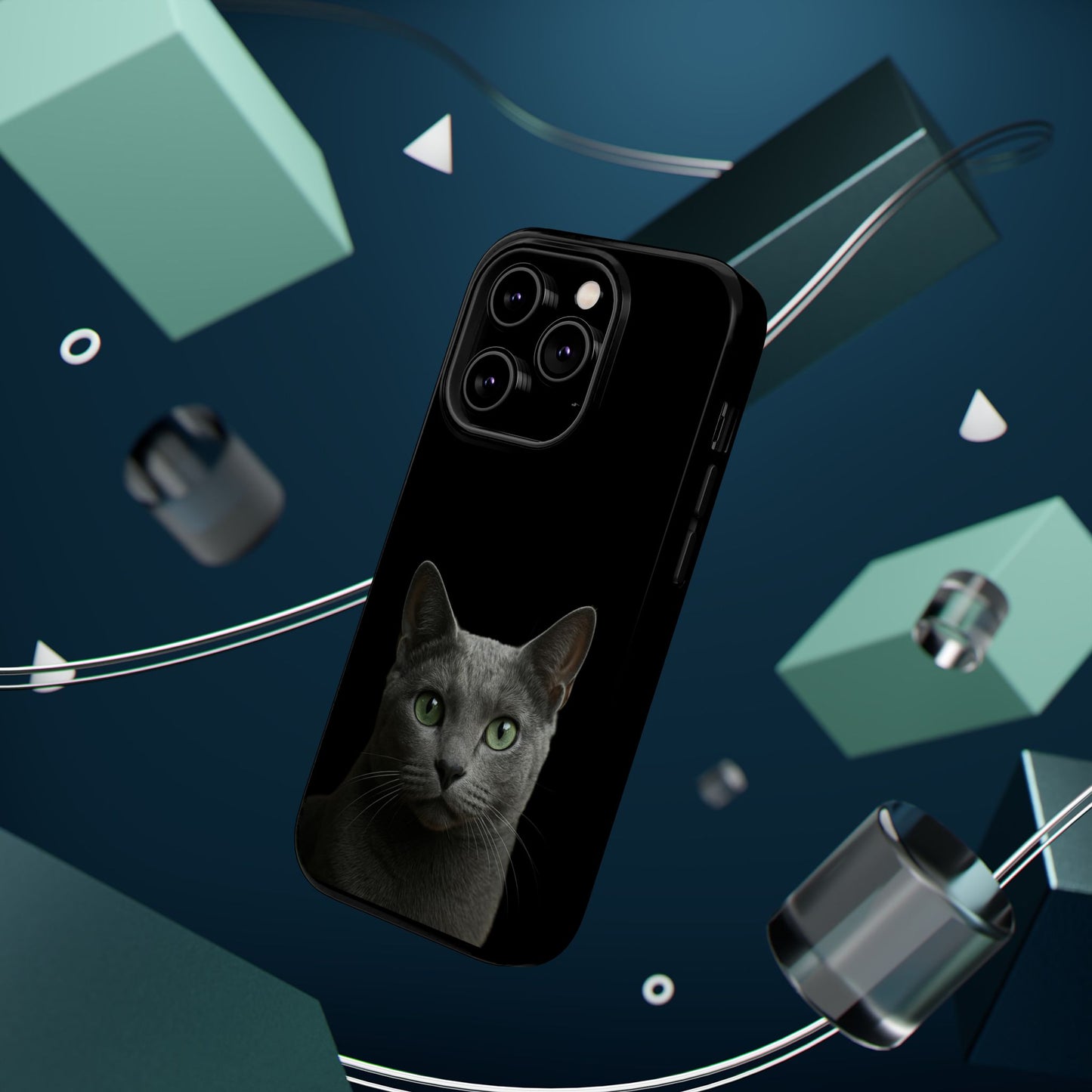 Russian Blue Cat Phone Case — Magnetic Impact-Resistant iPhone Cover