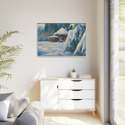 Canvas Art, Winter Scene Home Decor, Seasonal Gift for Art Lovers, Holidays Wall Art, Framed Painting, Matte Print - TRV