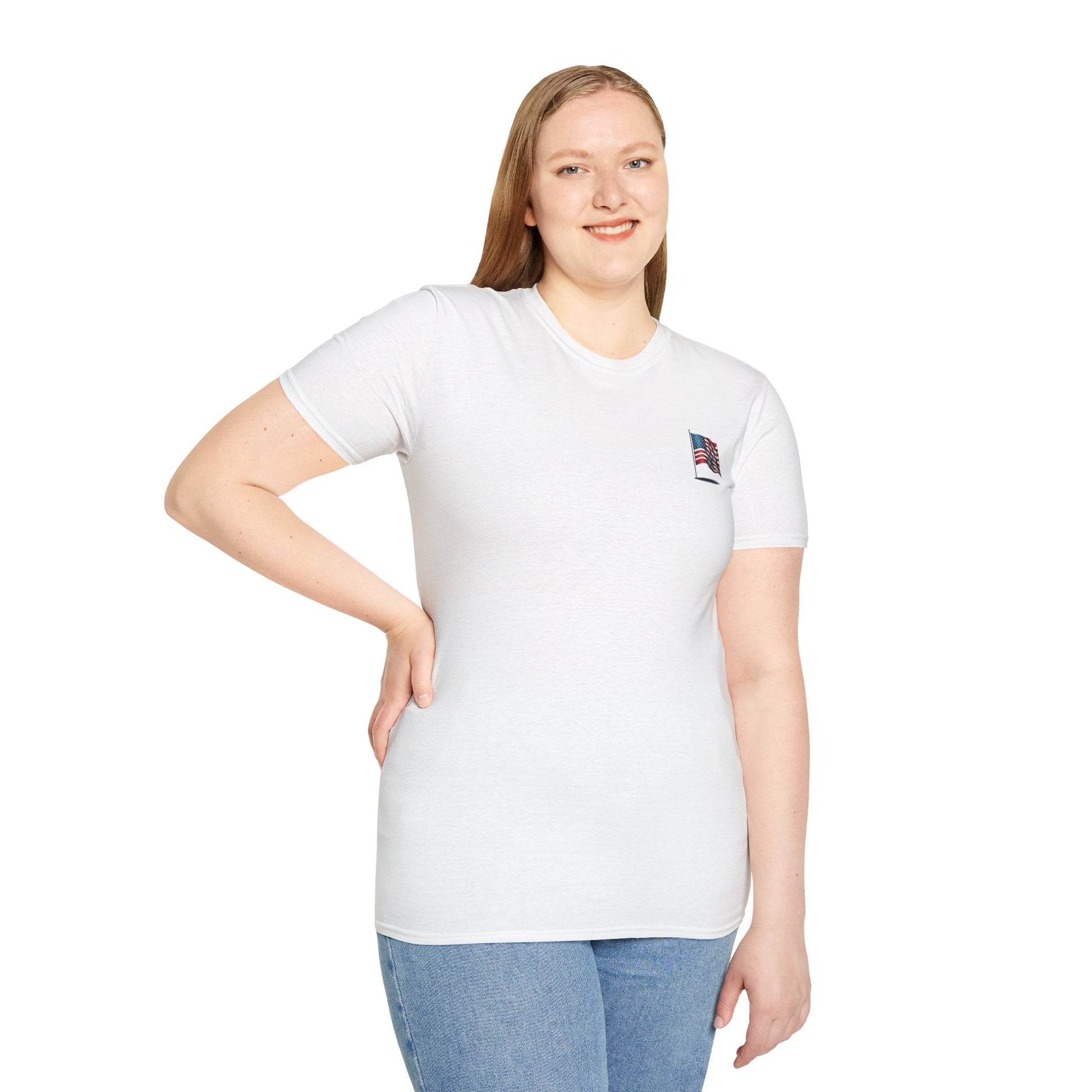Patriotic Unisex Softstyle T-Shirt, American Flag Tee, USA Pride Shirt, Perfect for Independence Day, Casual Wear - TRV
