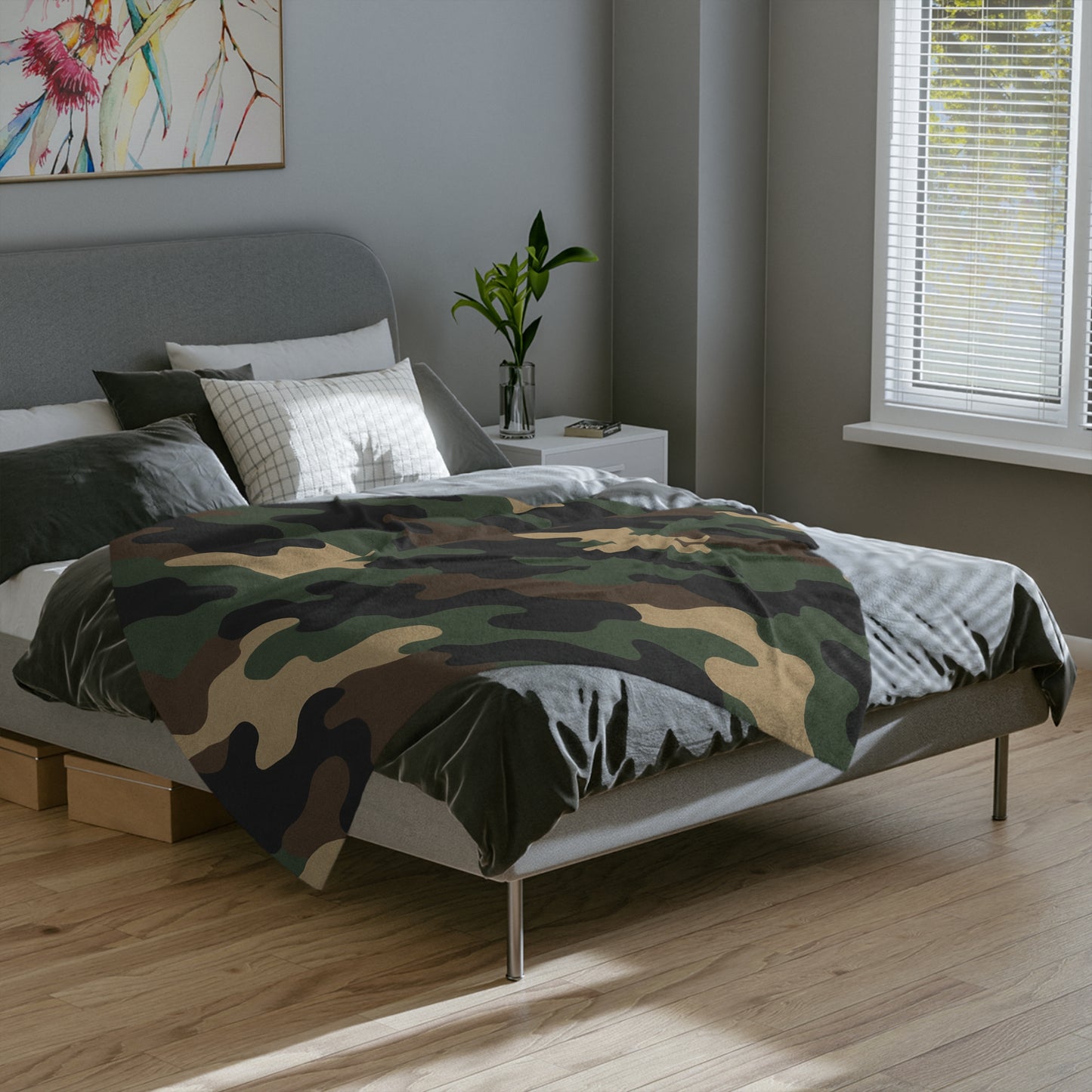 Cozy Camo Velveteen Microfiber Blanket - Soft, Warm, Perfect for Camping, Outdoors, Military Theme, Home Decor, Gift Idea - TRV