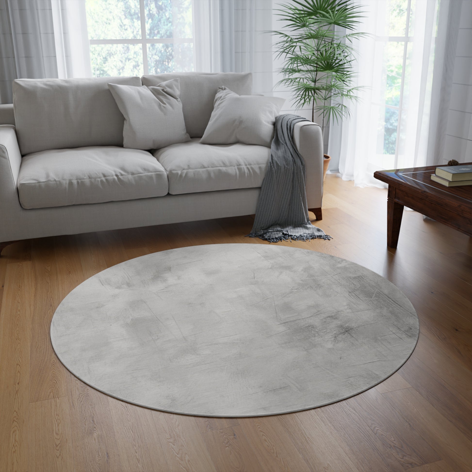 Stylish Round Rug, Modern Floor Decor, Cozy Living Room Accent, Home Interior Design, Soft Area Rug - TRV