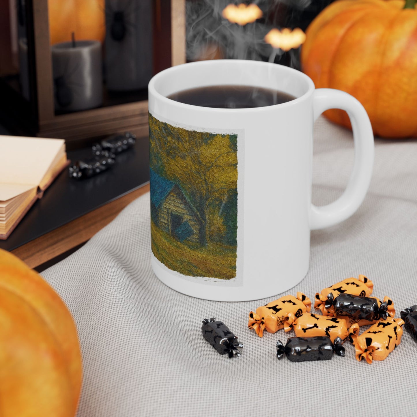 Rustic Cabin Ceramic Mug - Cozy Coffee Cup, Handmade Gift for Nature Lovers, Perfect for Home or Office, Great for Christmas, [...] - TRV