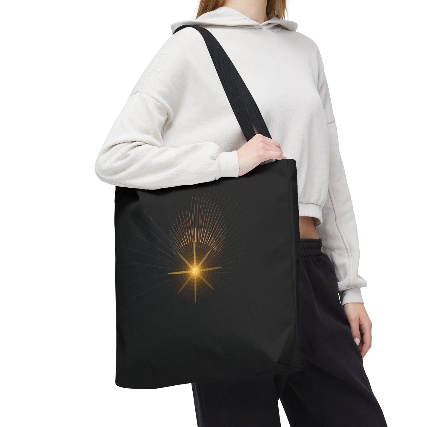 Radiant Starburst Tote Bag | Golden Light Celestial Design - TRV