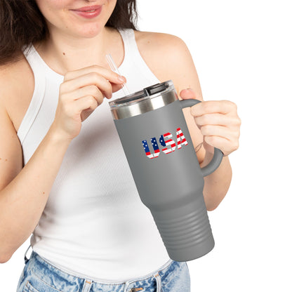 Insulated Travel Mug with USA Design - Perfect for Road Trips, Outdoor Adventures, and Gifts, 40oz Tumbler for Coffee, Tea, and More