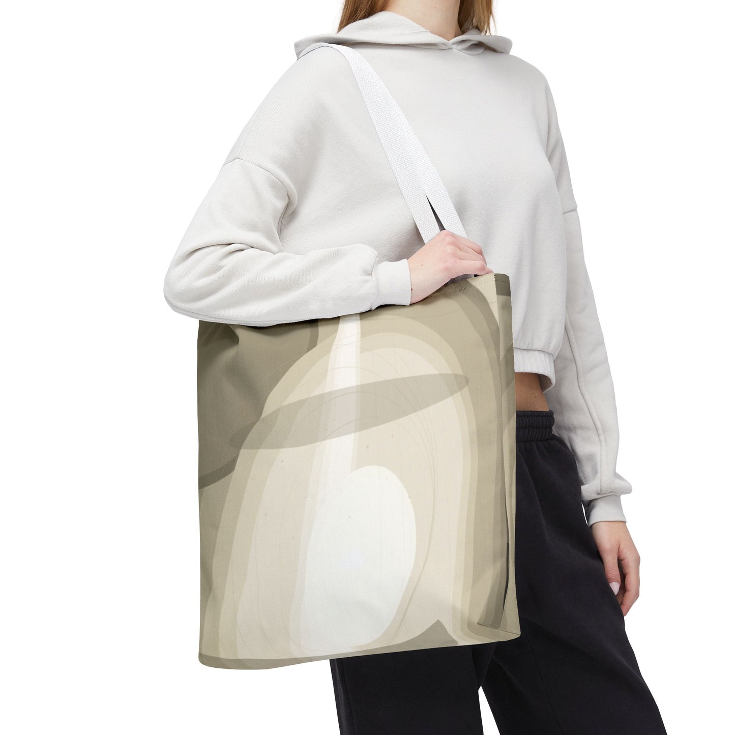 Neutral Abstract Light Beam Tote Bag | Minimalist Geometric Pattern