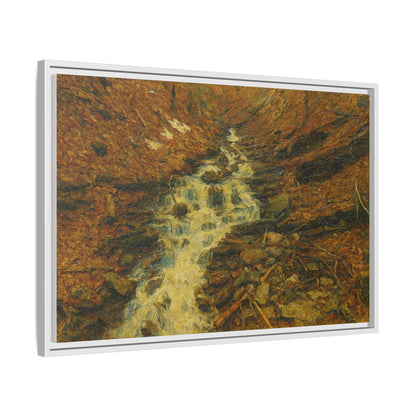 Serene Abstract Nature Canvas Art, Framed Wall Decor, Rustic Home Accent, Earthy Tone Artwork, Tranquil River Scene - TRV