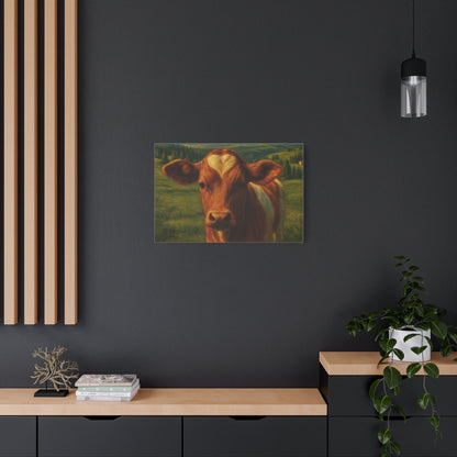 Cow Calf Portrait Canvas Print, Farm Animal Wall Art Decoration, Custom Matte Canvas Picture, Barnyard Animal Rustic Decor, Personalized - TRV