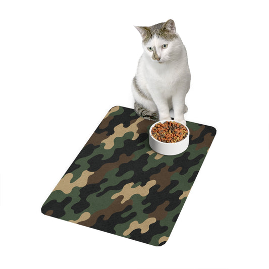 Camo Pet Food Mat — 12x18 Non-Slip Feeding Placemat
