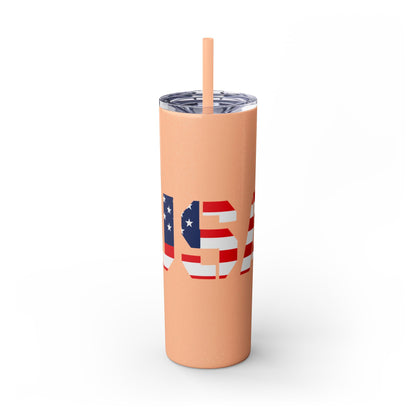 Skinny Tumbler — USA Flag 20oz Straw Tumbler (Patriotic Travel Cup)