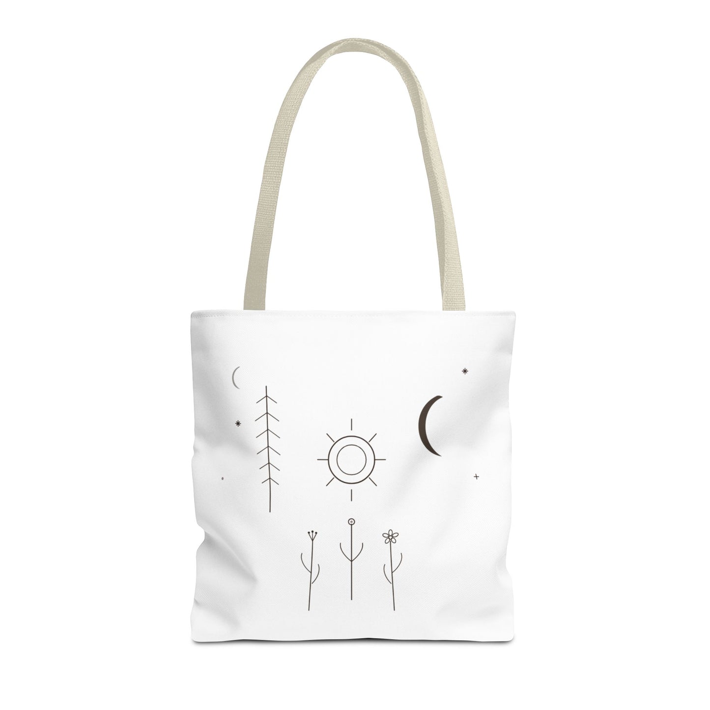 Minimal Moon and Sun Botanical Tote | Celestial Line Art Bag