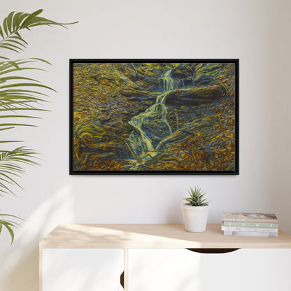Van Gogh Style Framed Matte Canvas Art Print - Nature-Inspired Wall Decor, Abstract Waterfall Artwork, Home Office Decoration - TRV