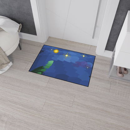 Starry Night impasto swirl Floor Mat | Van Gogh style abstract blue vortex - TRV