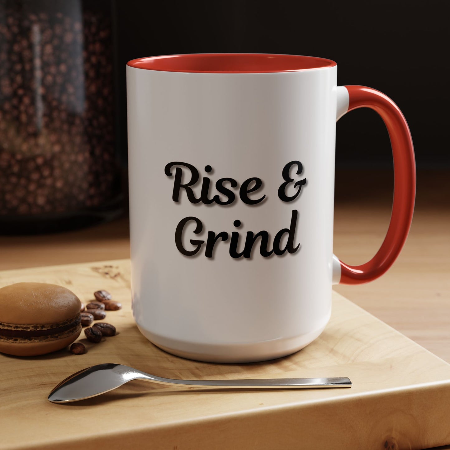 Rise & Grind Coffee Mug – Motivational Black Accent Mug for Daily Inspiration - TRV