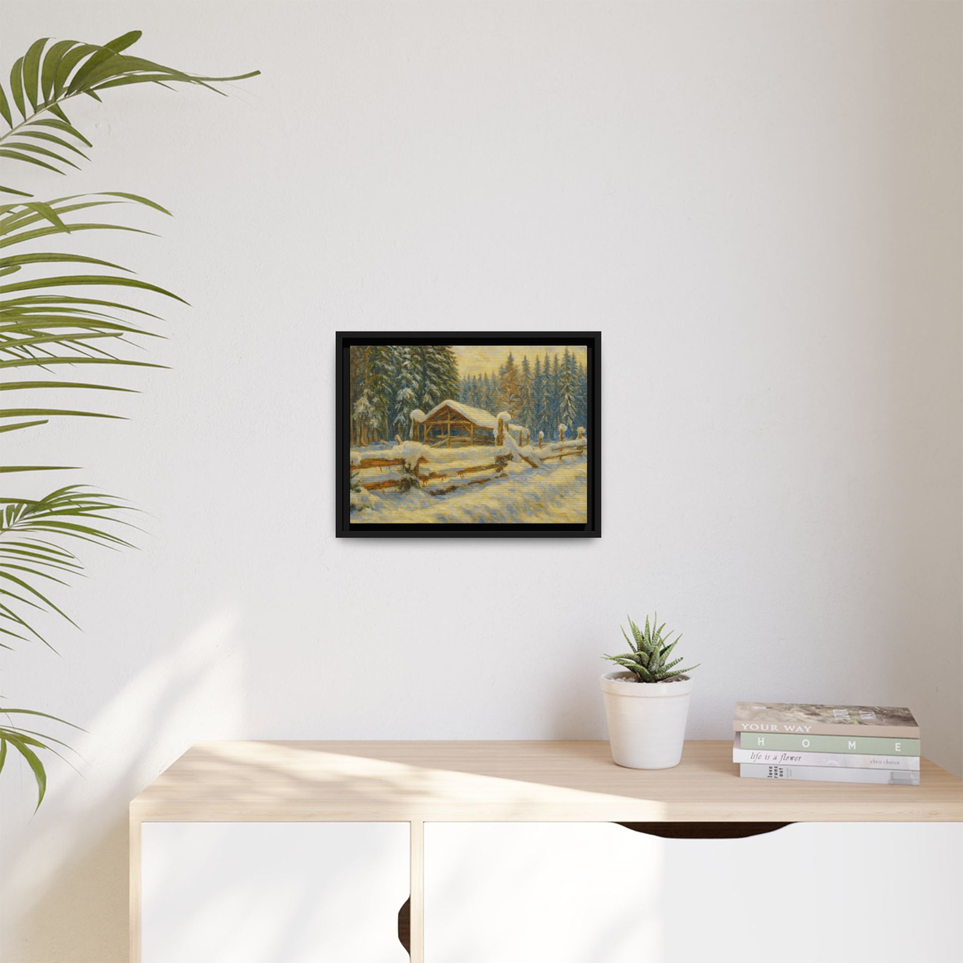 Winter Landscape Framed Canvas Art | Cozy Home Decor | Wall Art for Living Room, Bedroom, Holiday Gift, Rustic Vibes, Art Print - TRV