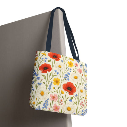 Wildflower Poppy Print Tote Bag | Floral All-Over Pattern