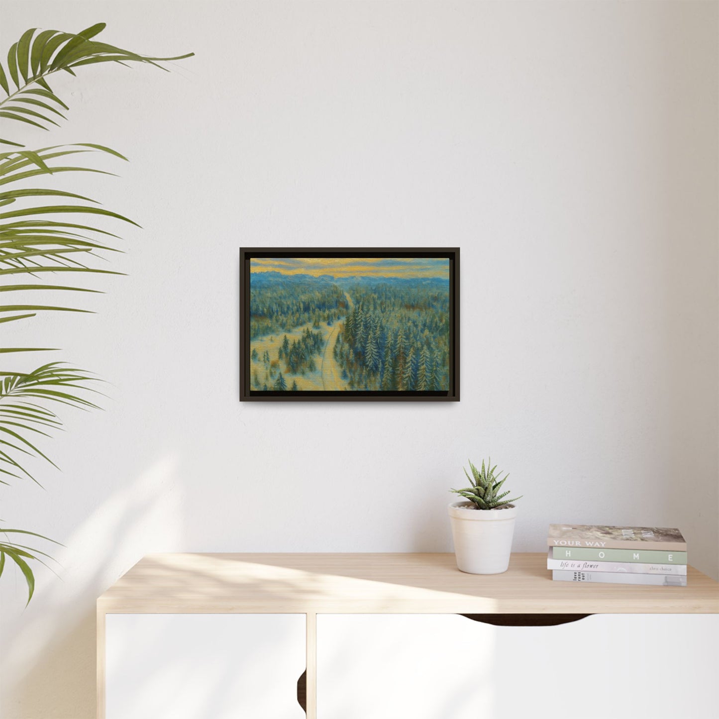 Framed Matte Canvas Art Print, Tranquil Forest Landscape, Home Decor for Nature Lovers, Wall Art for Living Room, Gift for Art Enthusiasts - TRV