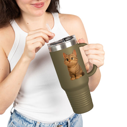 Cute Cat Insulated Travel Mug, 40oz | Perfect Pet Lover Gift | BPA-Free Drinkware, Cozy Coffee Companion, Cat-Themed Hydration