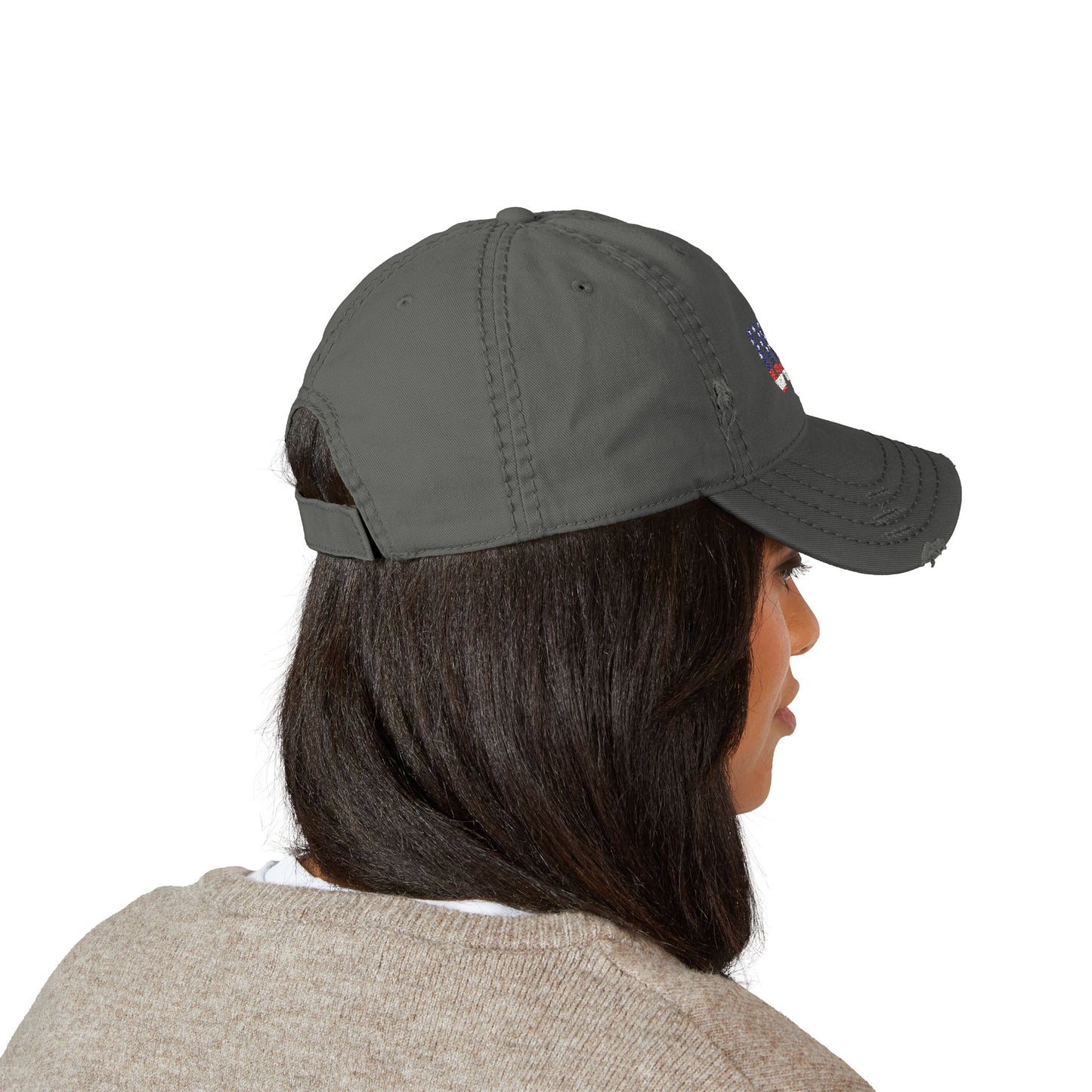 Embroidered Distressed Dad Hat, Vintage Style USA Casual Cap, Unisex Gift for Dad, USA Pride Hat for Holidays - TRV