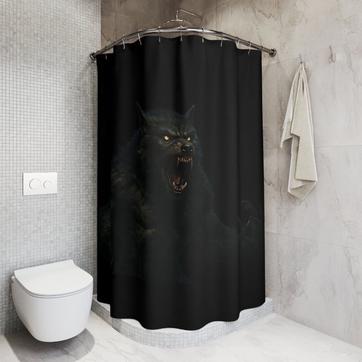 Werewolf Shower Curtain, Gothic Bathroom Decor, Moonlight Werewolf Design, Spooky Home Accent, Halloween Decoration