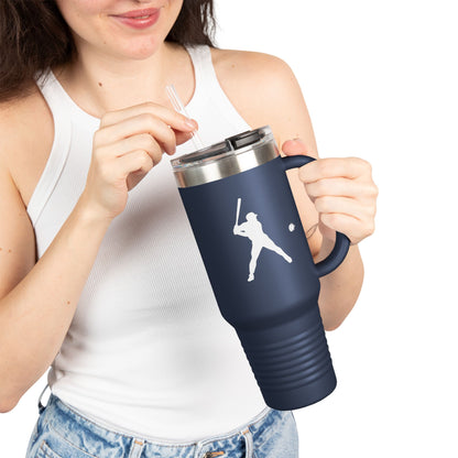 Insulated Travel Mug for Sports Lovers, 40oz Tumbler, Red Baseball Design, Perfect Gift for Fans, Outdoor Adventures, Road Trips, Tailgating
